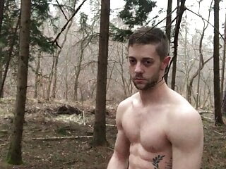 German boy naked public outdoor masturbation in the woods in the rain jerk off small dick big dick muscle g string