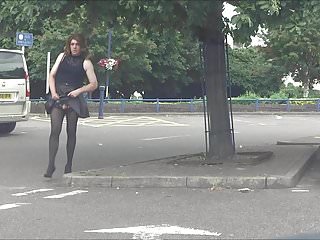 Sexy Crossdresser Alison - Public flash - Leather and Heels