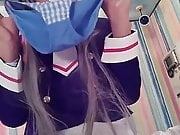 Asian CD Amateur Cosplay Wank And Cum