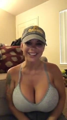 Huge fake tits teasing