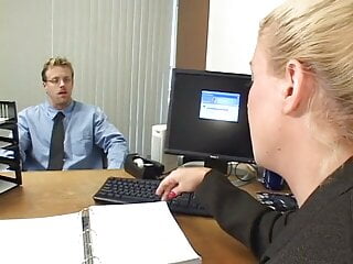 Smart blonde secretary persuades boss to increase her salary