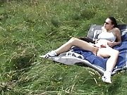 Slut's So Horny And Takes a Fat Guy On The Meadow