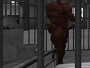 big convict jerking in jailhouse