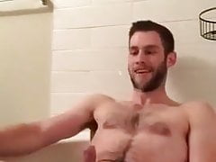 Piss And Cum Shower For A Hot Hairy Guy