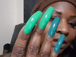 Sexy Black Lady With Awesome Long Nails Fingernails
