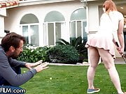 Cute Redhead Teen Gets Fucked By Step-DILF After Golf