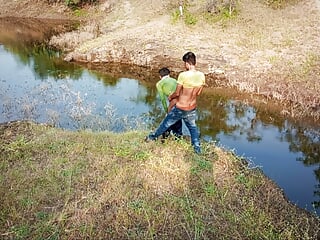 Indian village boy couple goes near water in the forest and enjoys water and also enjoys sex – Gay Movie In Hindi Voice