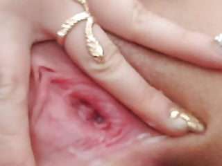 Close up creamy cunt being toyed...