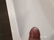 A lot of cum with pressure into my washbasin
