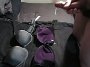 Cum in purple bra cup