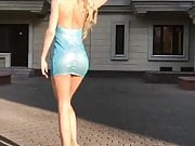 Hot girl in very short dress and high heels (long legs)